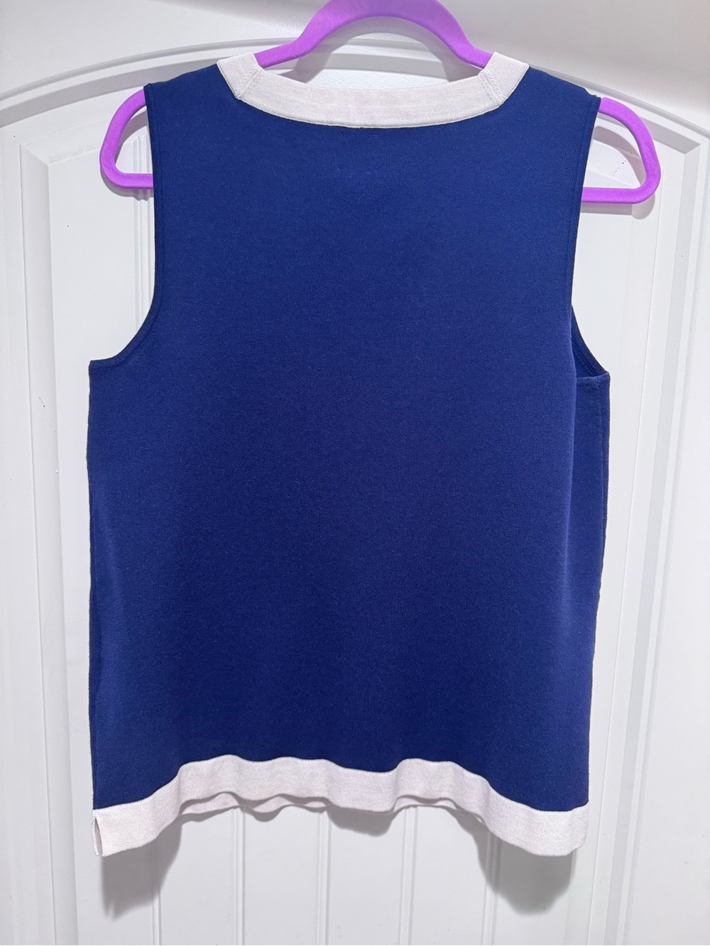 Anne Klein Navy Tank with White Trim - Picture 2 of 4